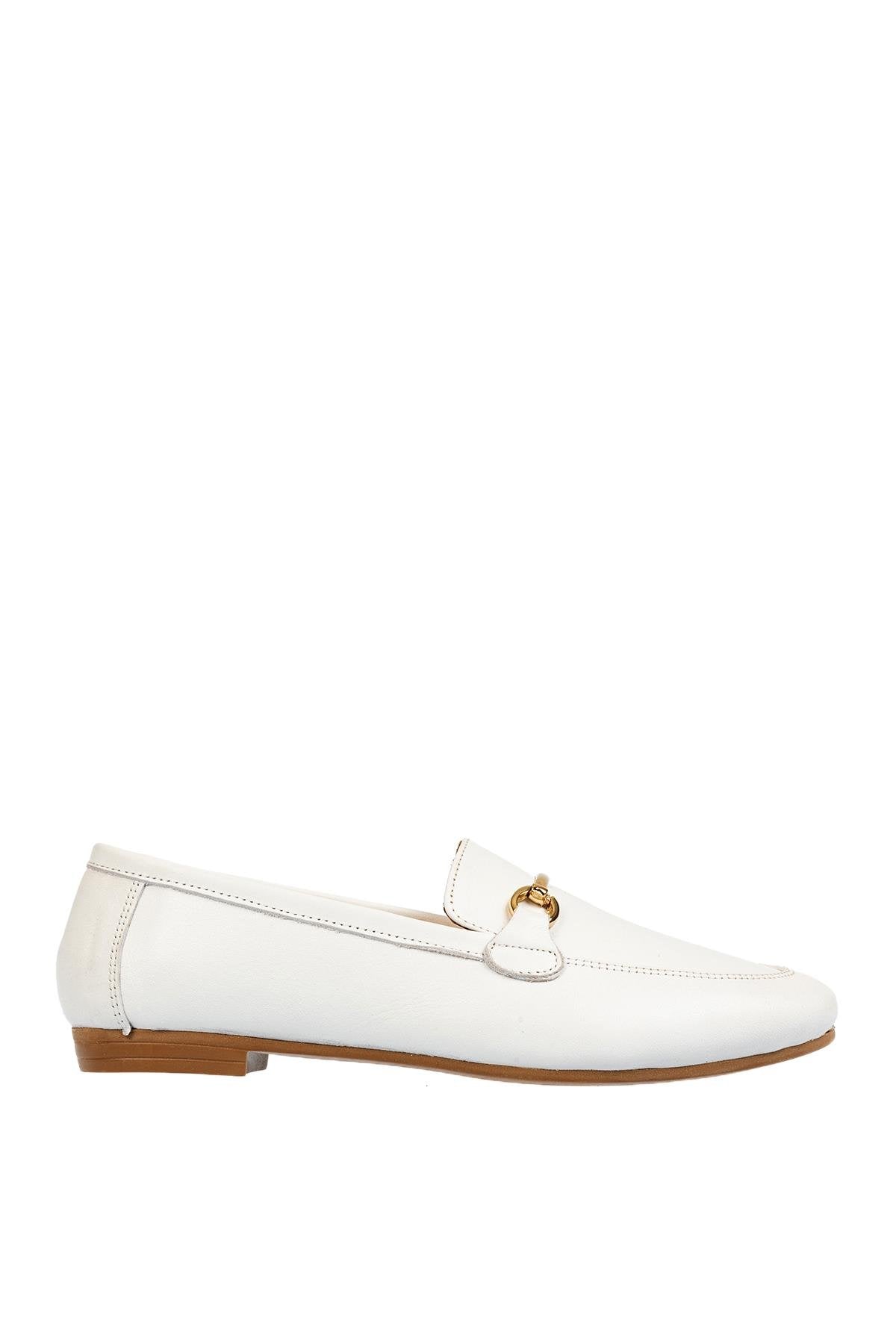 DGN 134 HAKİKİ DERİ KADIN BABET BEYAZ