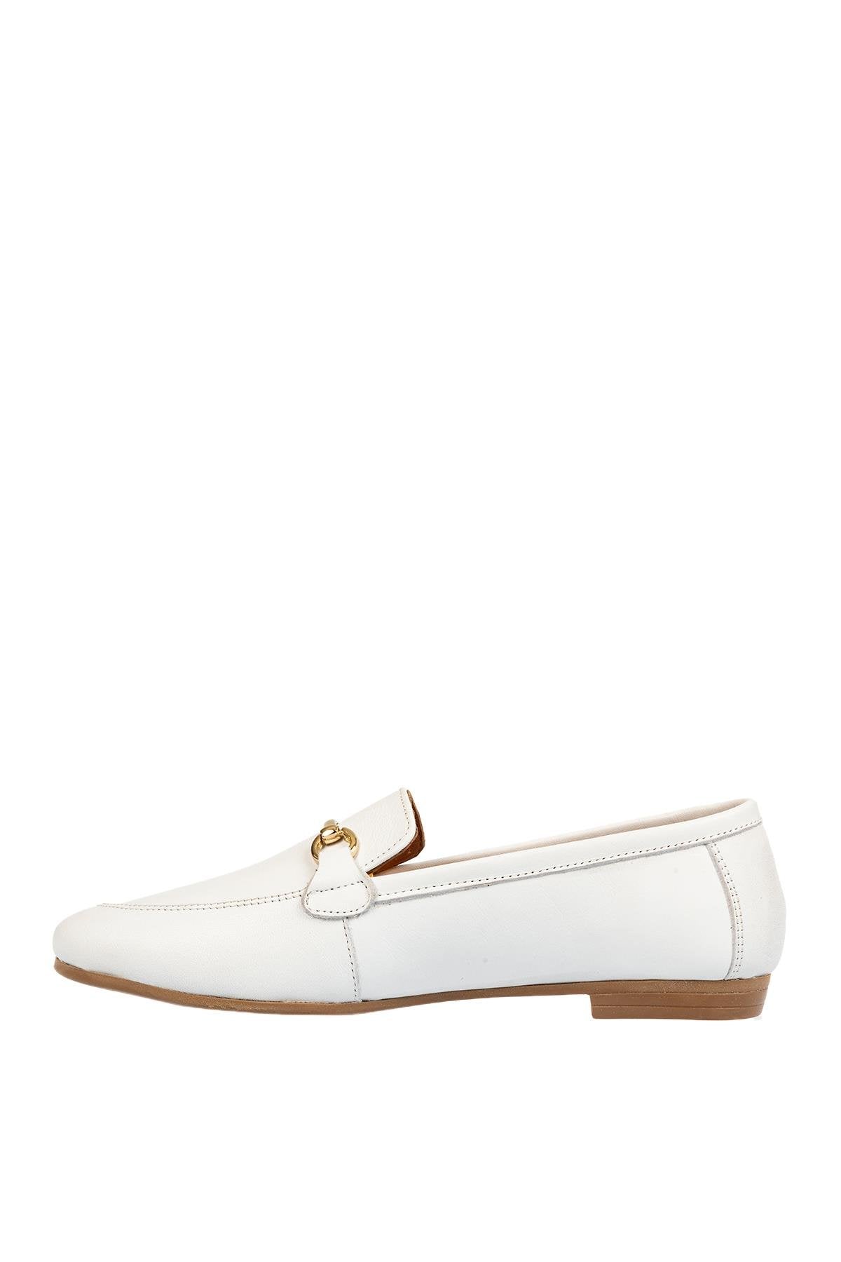 DGN 134 HAKİKİ DERİ KADIN BABET BEYAZ