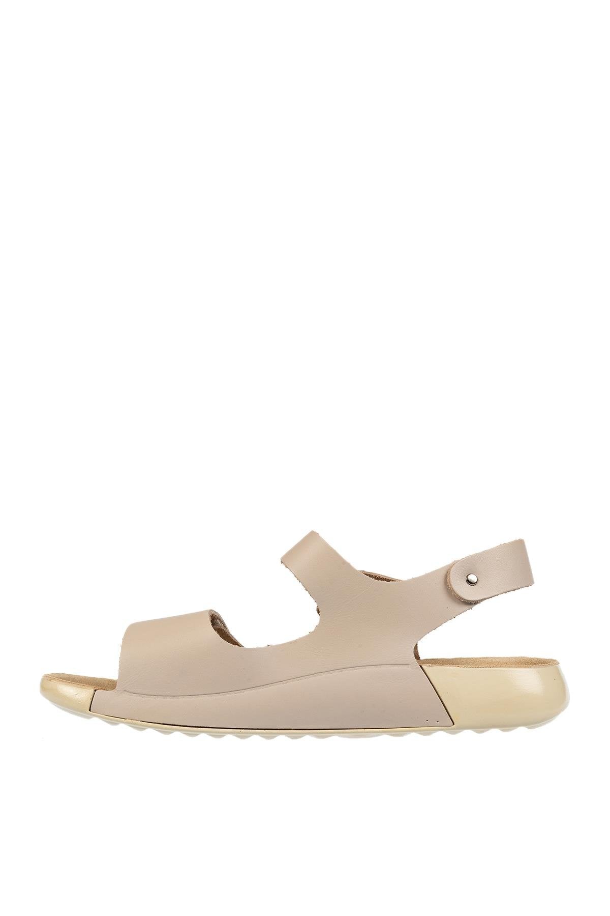 DGN P28 HAKİKİ DERİ KADIN SANDALET BEJ