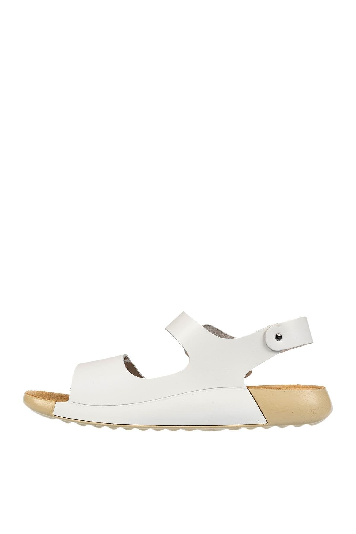 DGN P28 HAKİKİ DERİ KADIN SANDALET BEYAZ