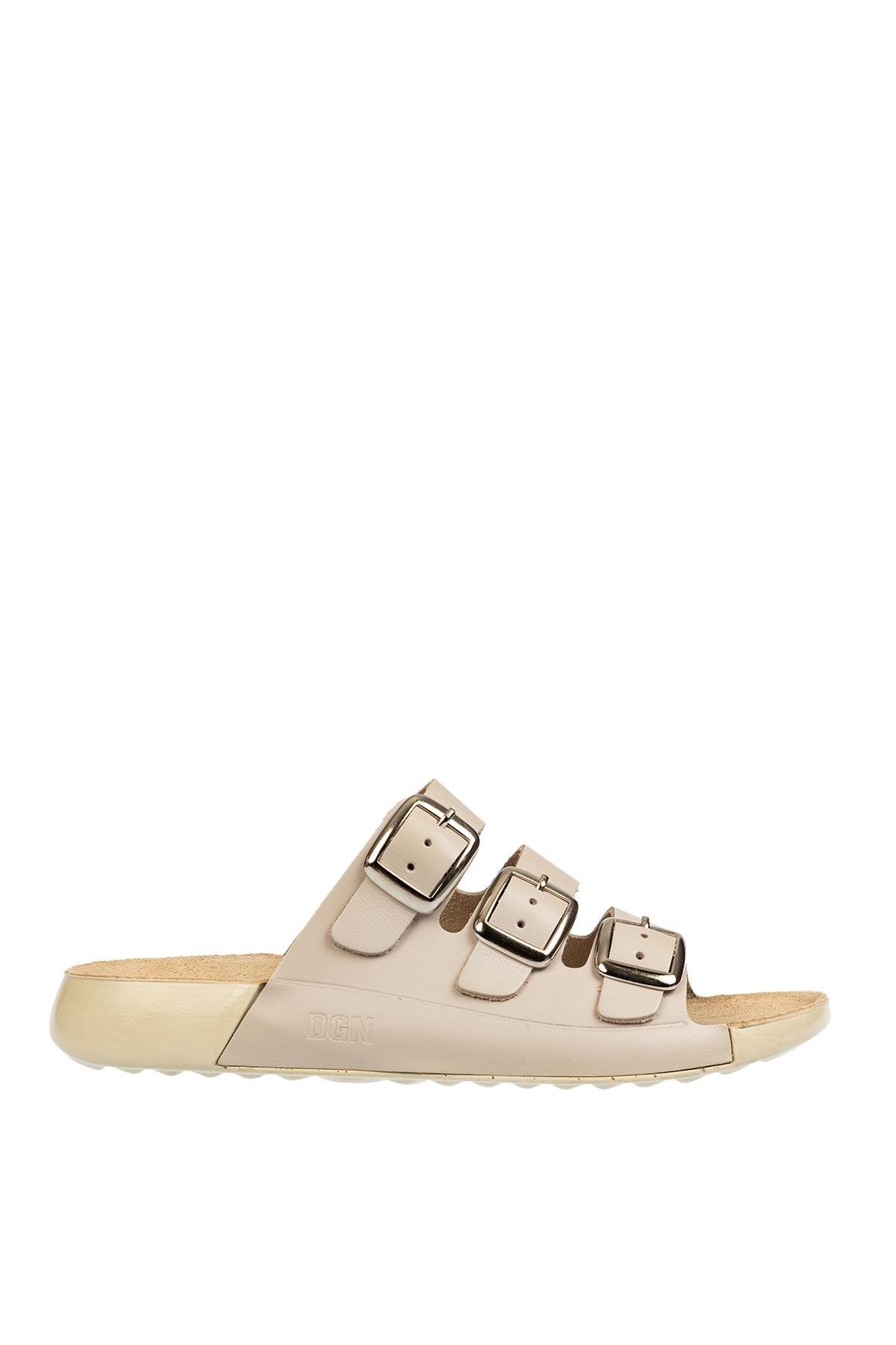 DGN P29 HAKİKİ DERİ KADIN TERLİK BEJ