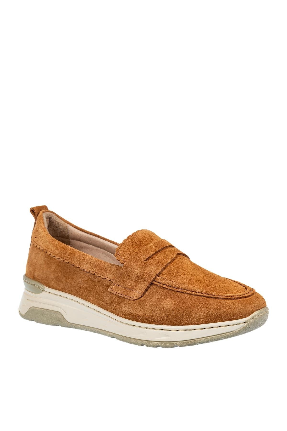 DGN P48 HAKİKİ DERİ KADIN COMFORT AYAKKABI TABA SÜET