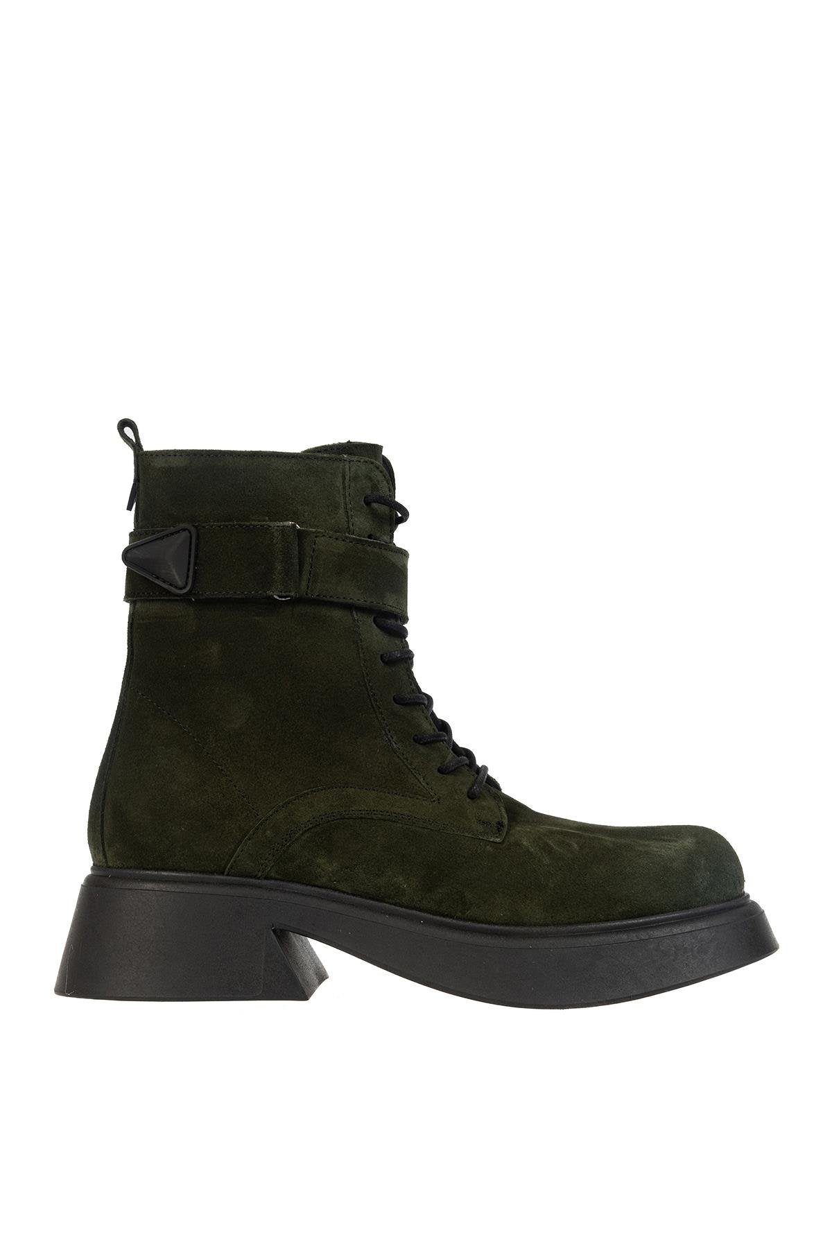 Dr.Flexer 676101 HAKİKİ DERİ KADIN COMFORT BOT YEŞİL SÜET