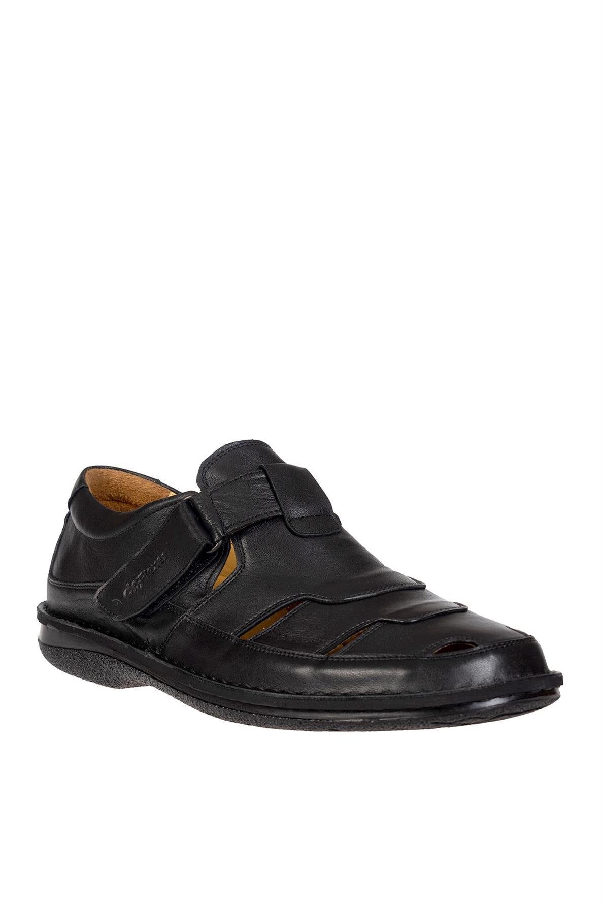 Dr.Flexer 816607 HAKİKİ DERİ ERKEK BÜYÜK NUMARALI SANDALET SİYAH