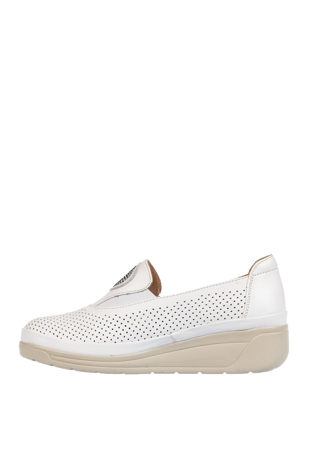 Üçel 1032 HAKİKİ DERİ KADIN AYAKKABI BEYAZ