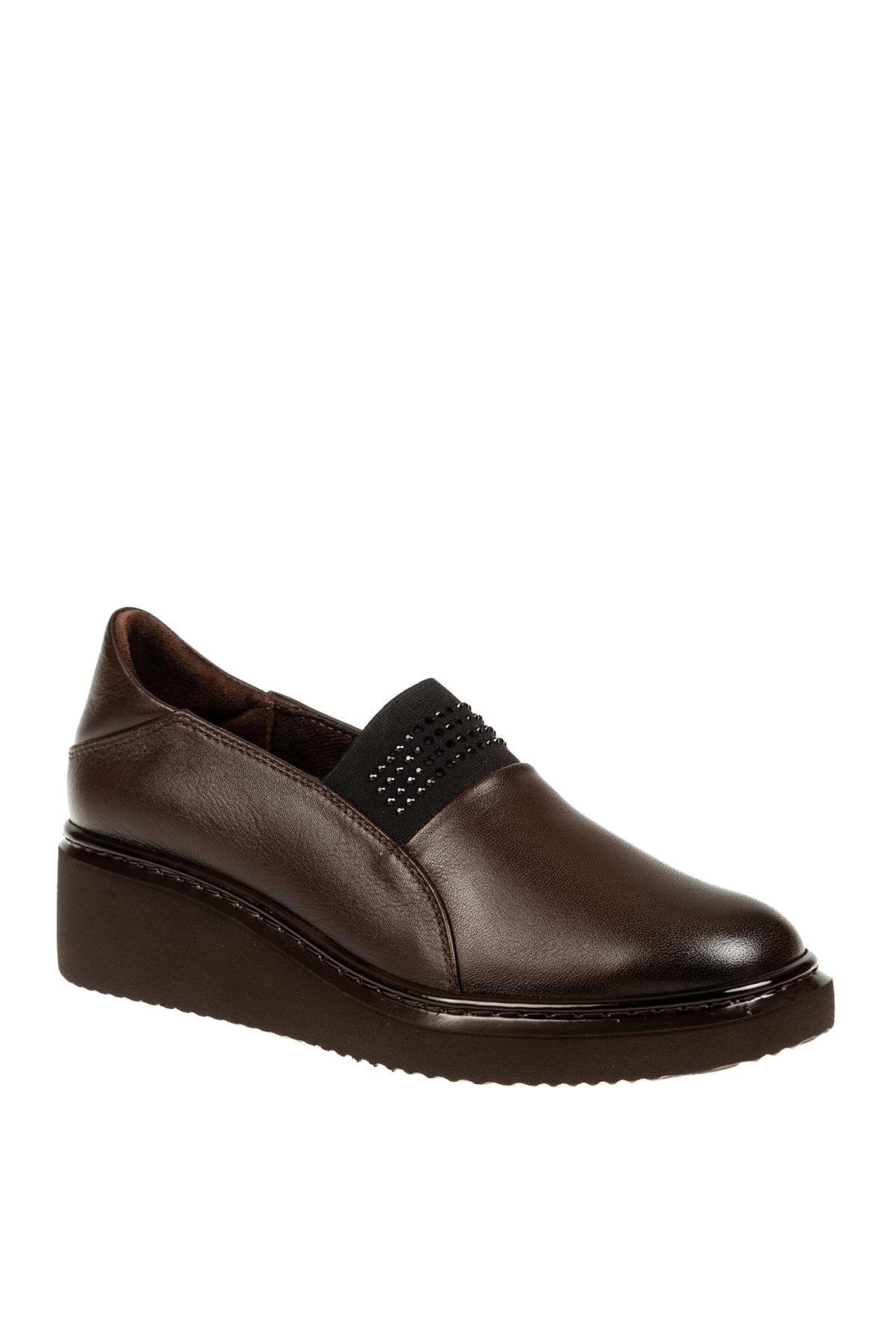 Üçel 155 HAKİKİ DERİ KADIN AYAKKABI KAHVE