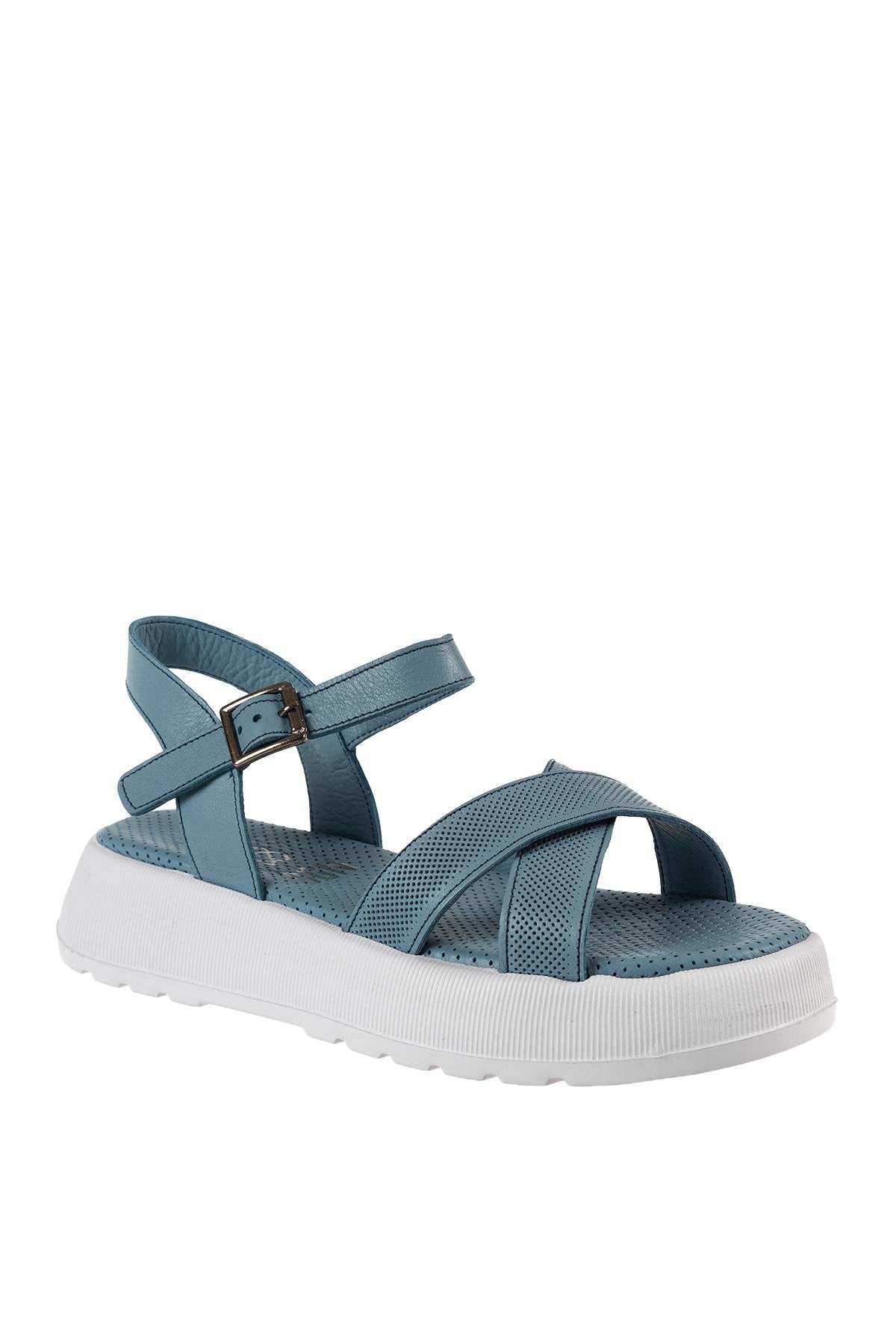 ÜÇEL 209 KADIN SANDALET AÇIK MAVİ