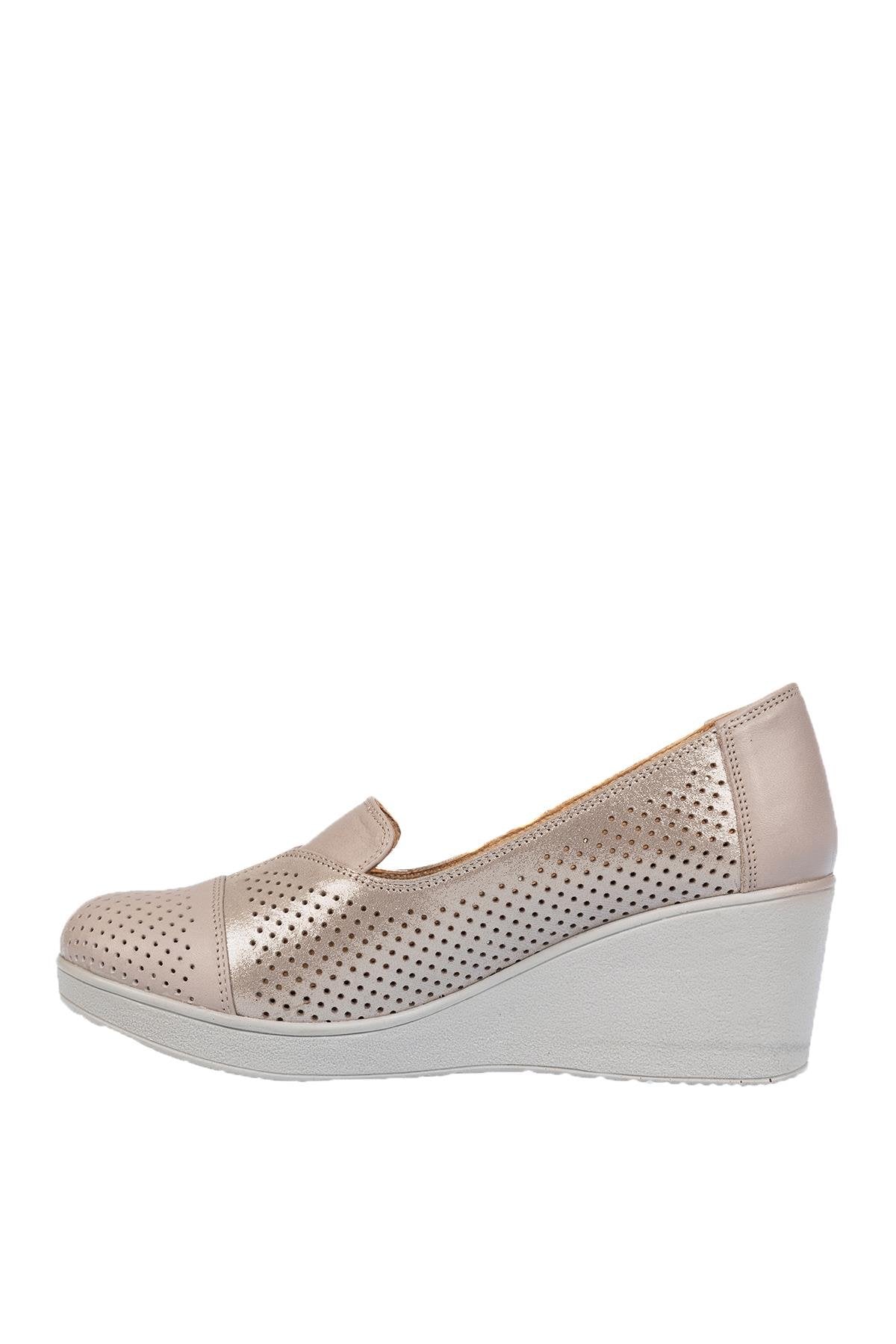 Üçel 6005 HAKİKİ DERİ KADIN AYAKKABI TAŞ