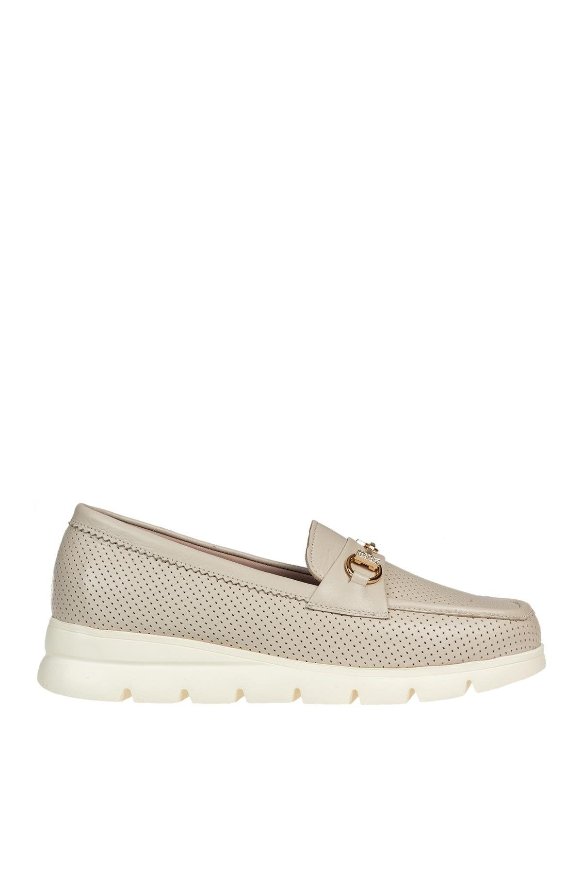 ÜÇEL 6095-1 KADIN LOAFER AYAKKABI EKRU