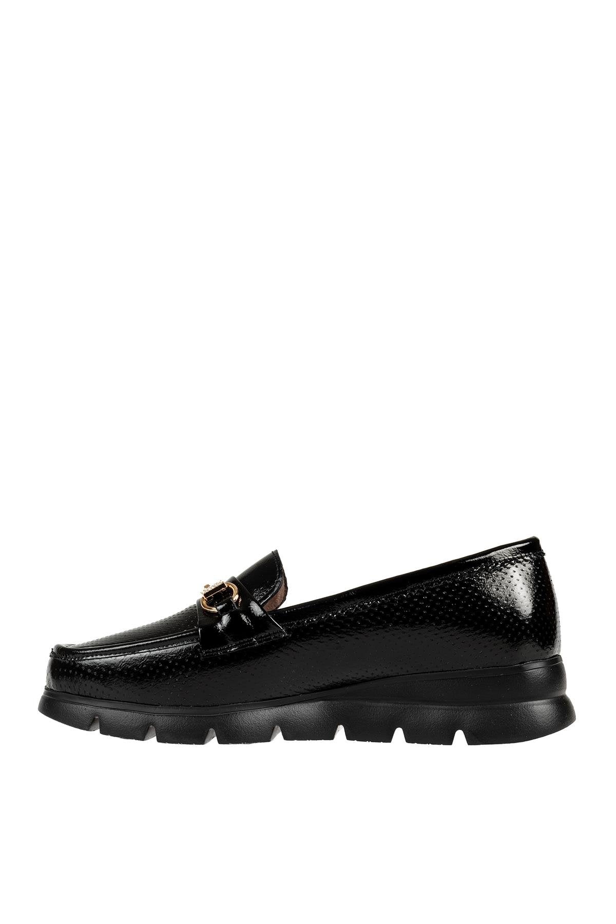 ÜÇEL 6095-1 KADIN LOAFER AYAKKABI SİYAH RUGAN