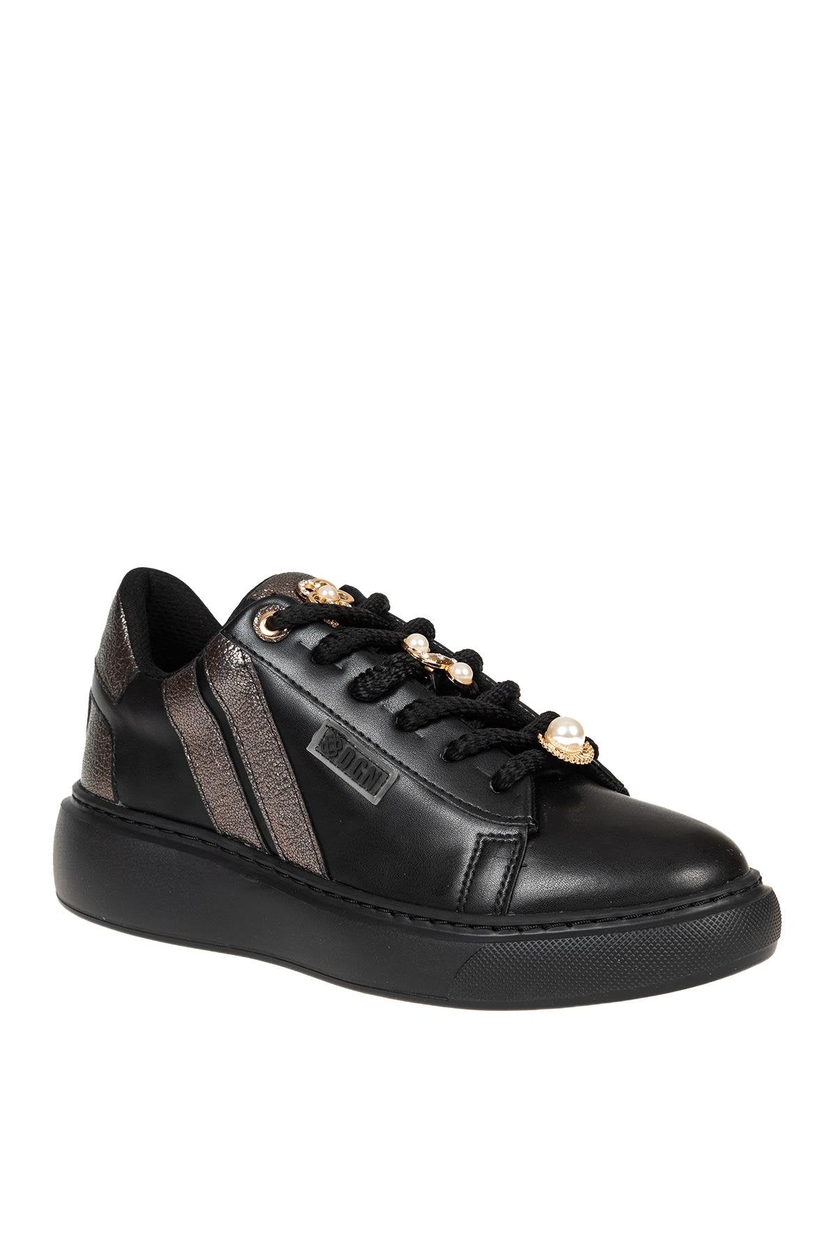 ÜÇEL B1008 KADIN SNEAKERS AYAKKABI SİYAH-PLATİN