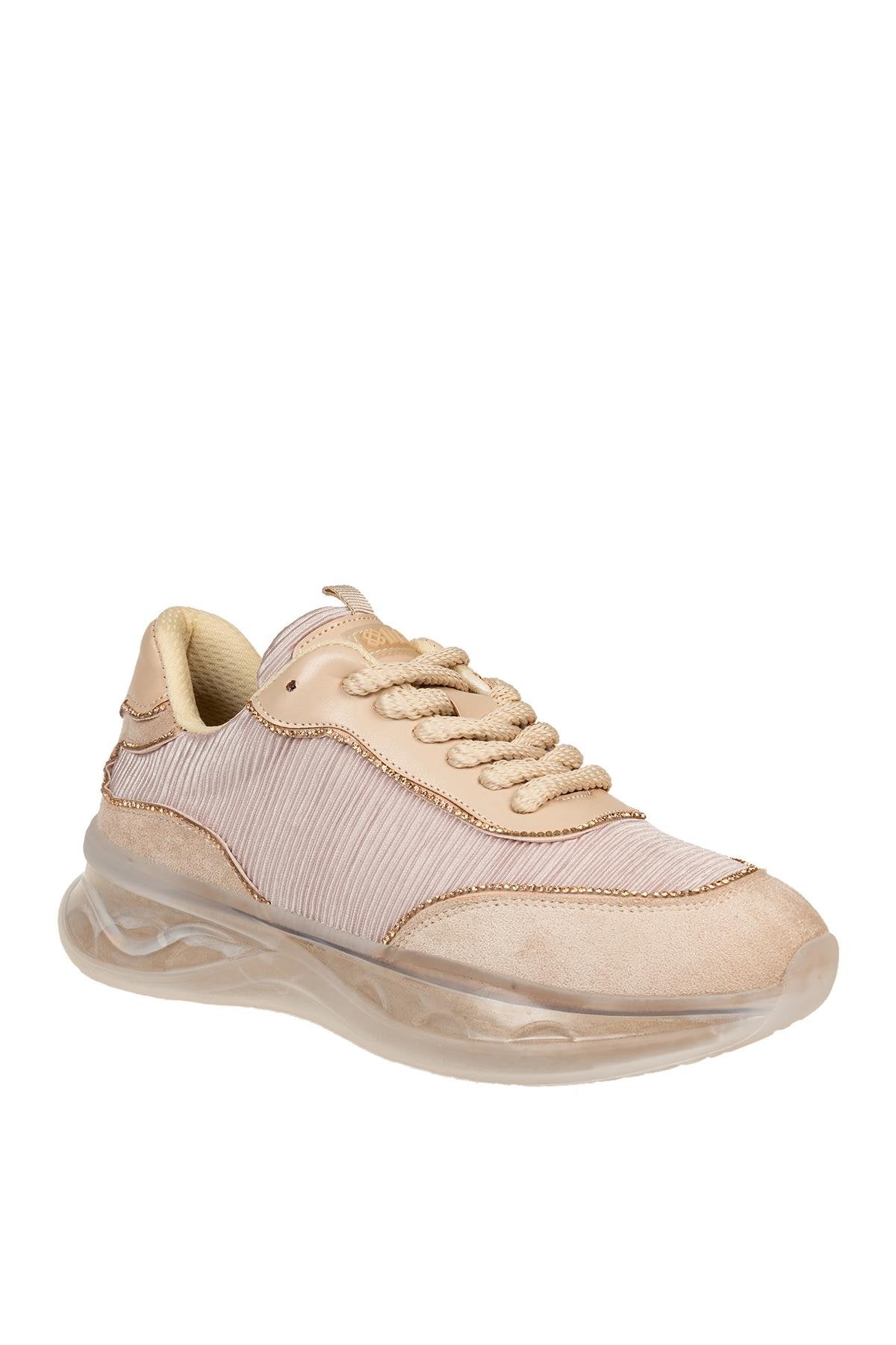 ÜÇEL B1010 KADIN SNEAKERS AYAKKABI BEJ SATEN