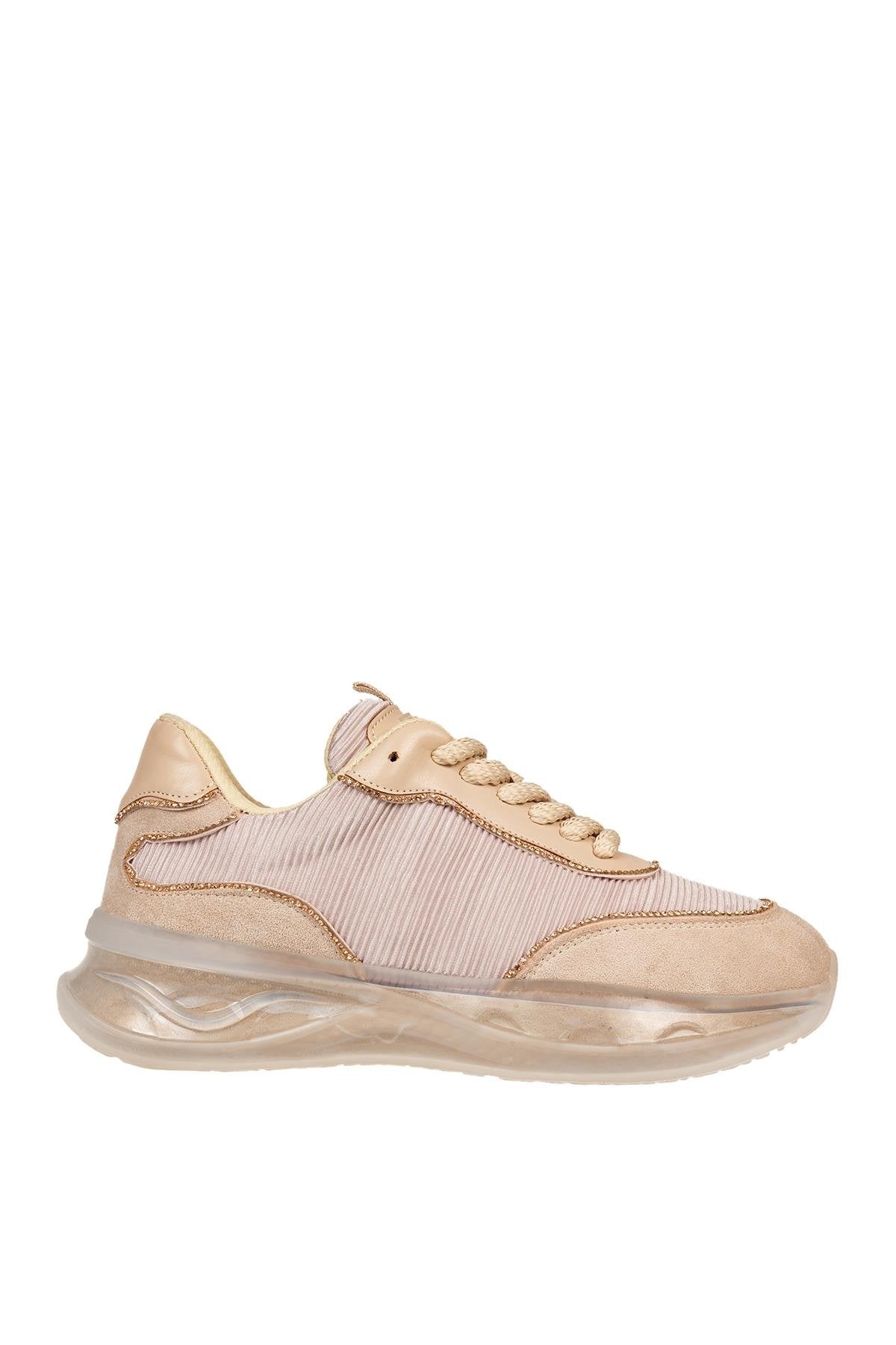 ÜÇEL B1010 KADIN SNEAKERS AYAKKABI BEJ SATEN