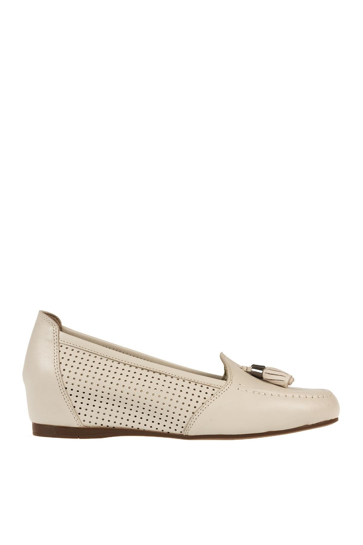 ÜÇEL 426 KADIN LOAFER AYAKKABI EKRU